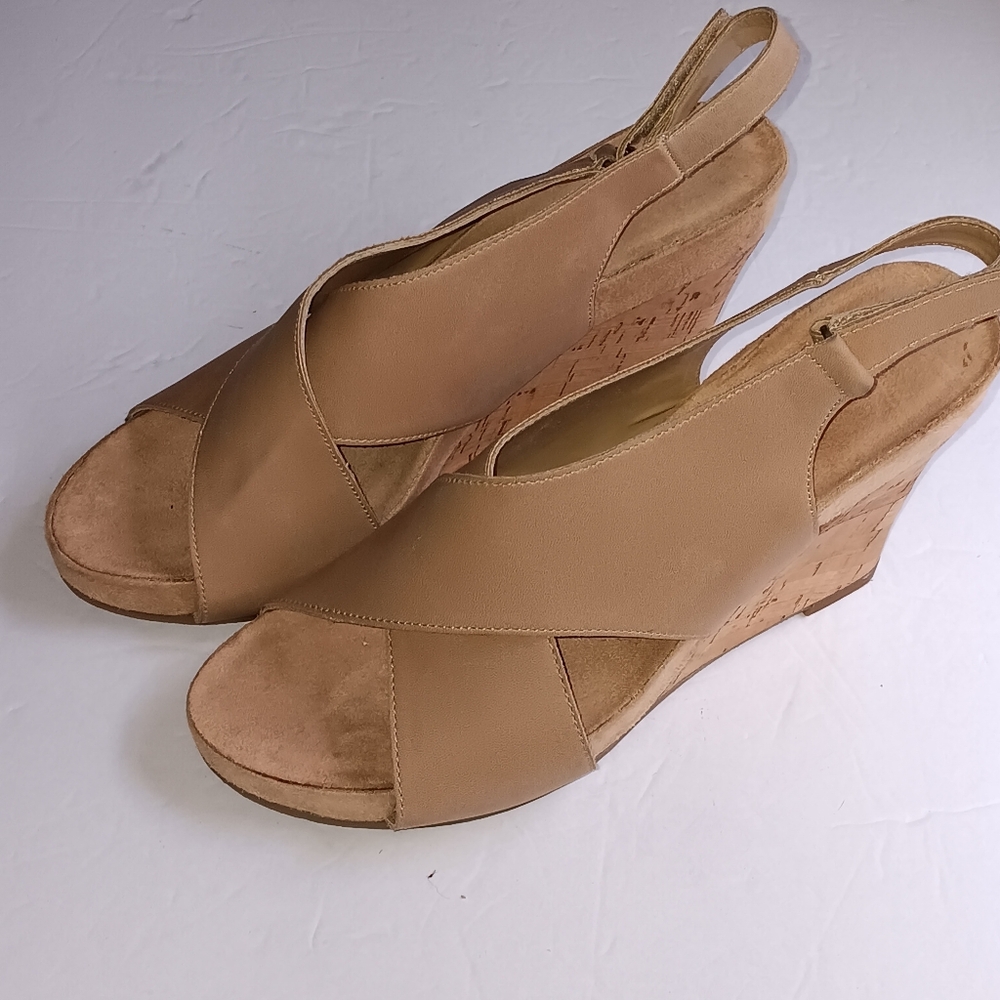 A2 by Aerosoles Tan Strap Platform Comfort Sandals Size 10 Women Cork Sole